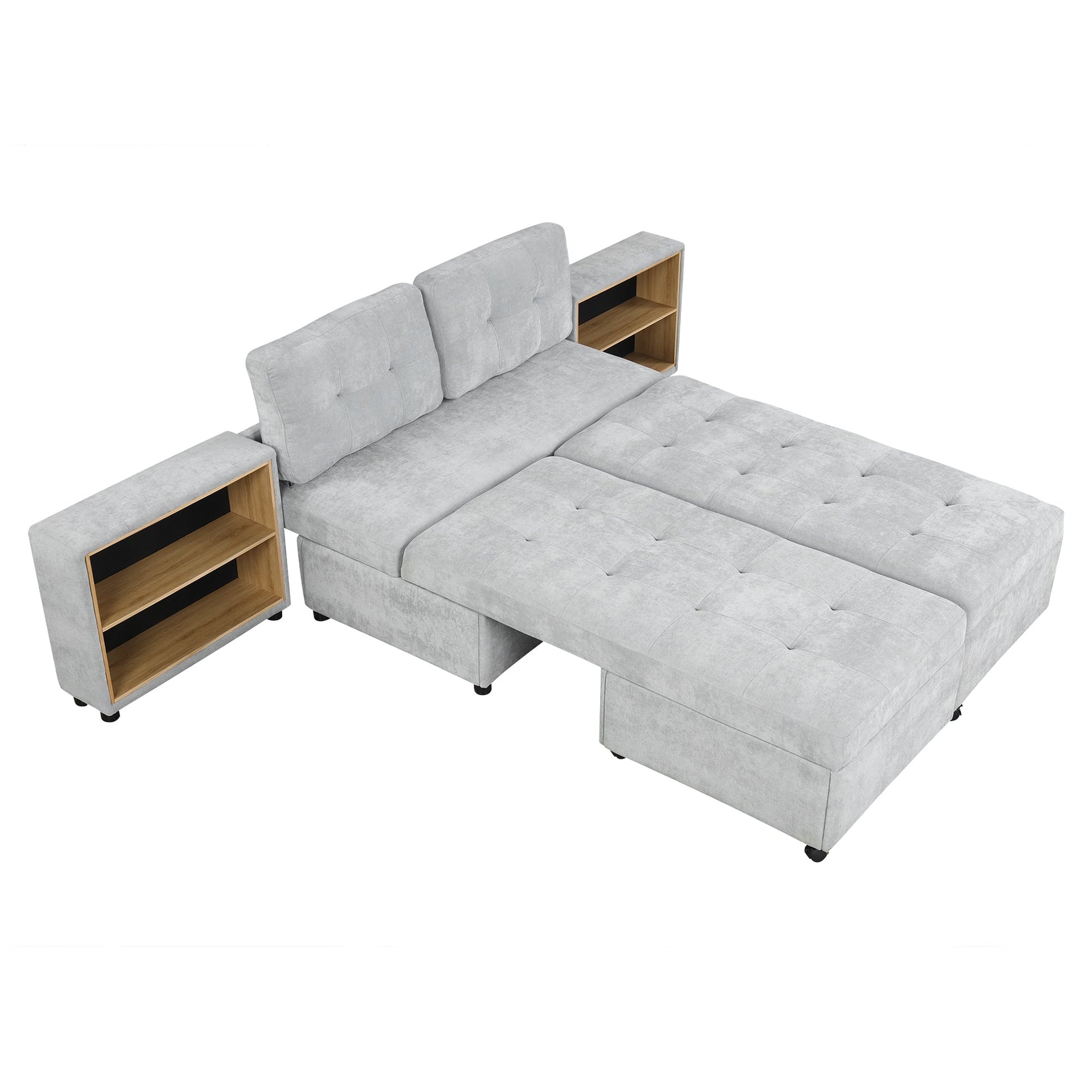 121.2' Versatile Sofa Bed Modular Sofa  Free-combined Sofa with Two Storage Racks,  Gray