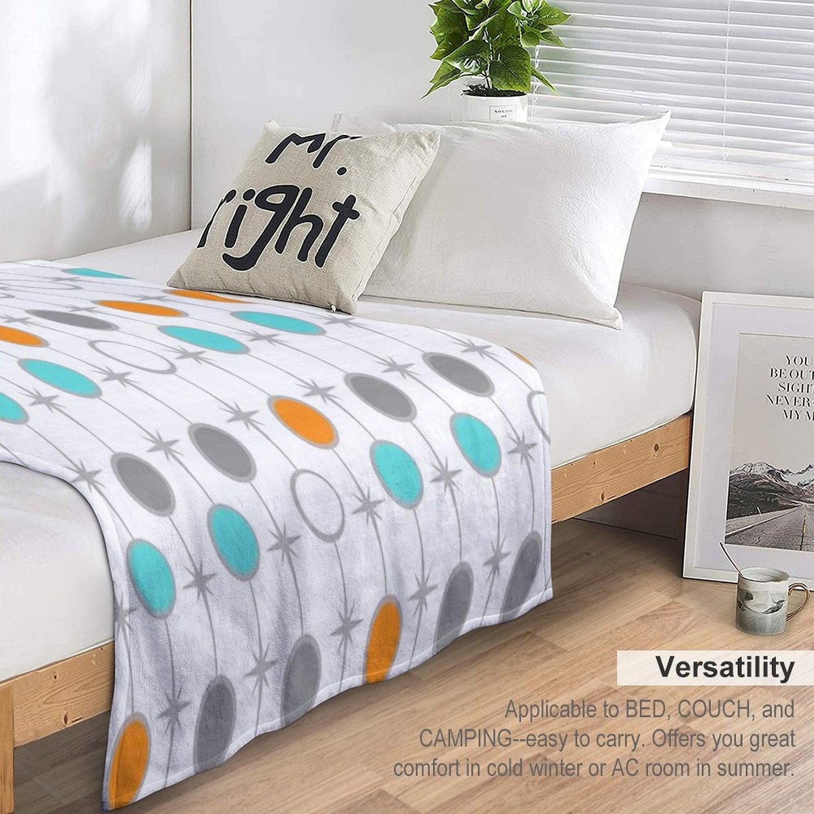 Retro Dots And Starbursts Throw Blanket