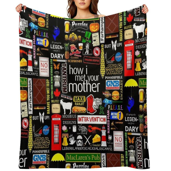 How I Met Your Mother Collage Poster Iconographic - Infographic Throw Blanket