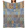 Set of 48 Ceramic Tiles Patterns Throw Blanket