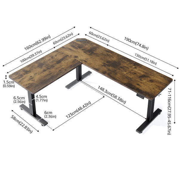 OdinLake S4 Home Office  L Shaped Standing Desk(75