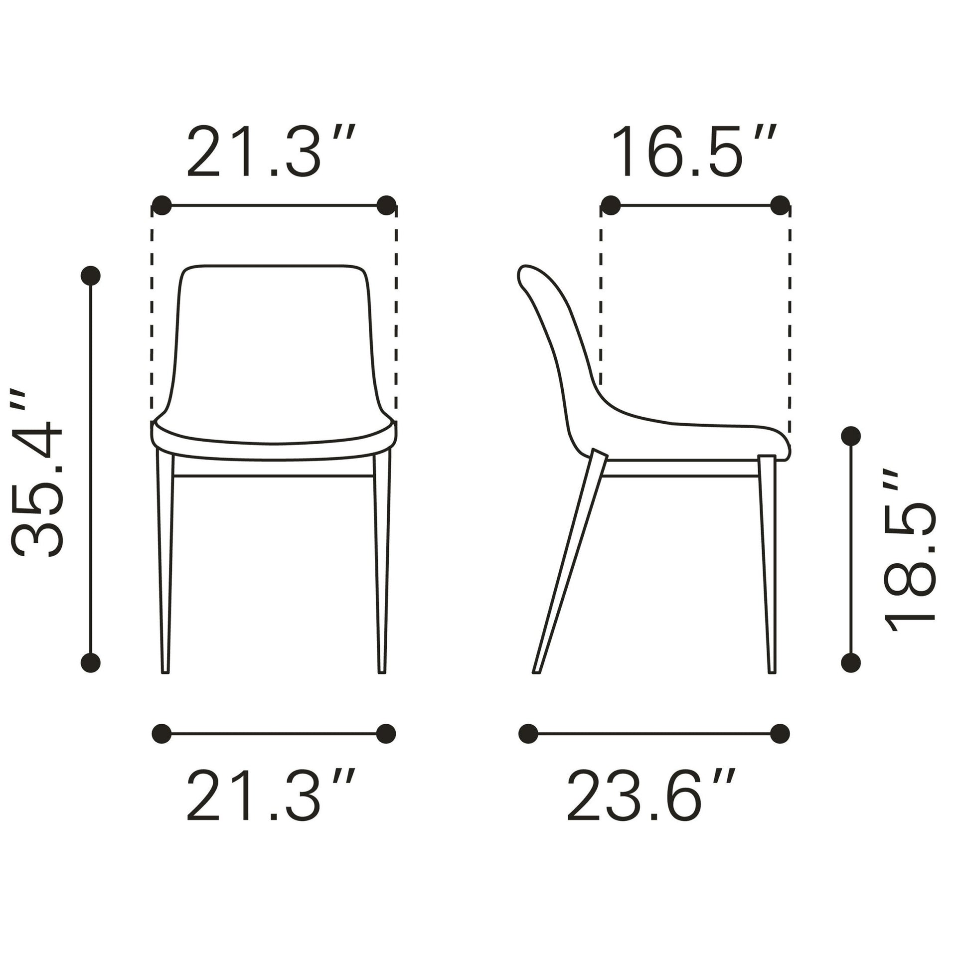 Magnus Dining Chair (Set of 2) Brown & Walnut