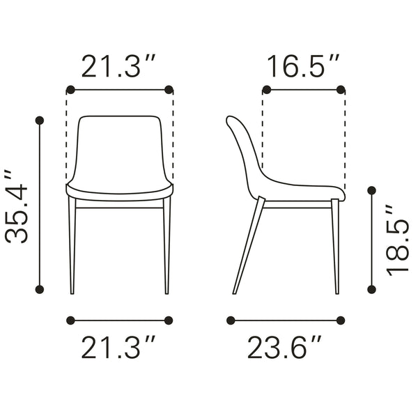 Magnus Dining Chair (Set of 2) Brown & Walnut