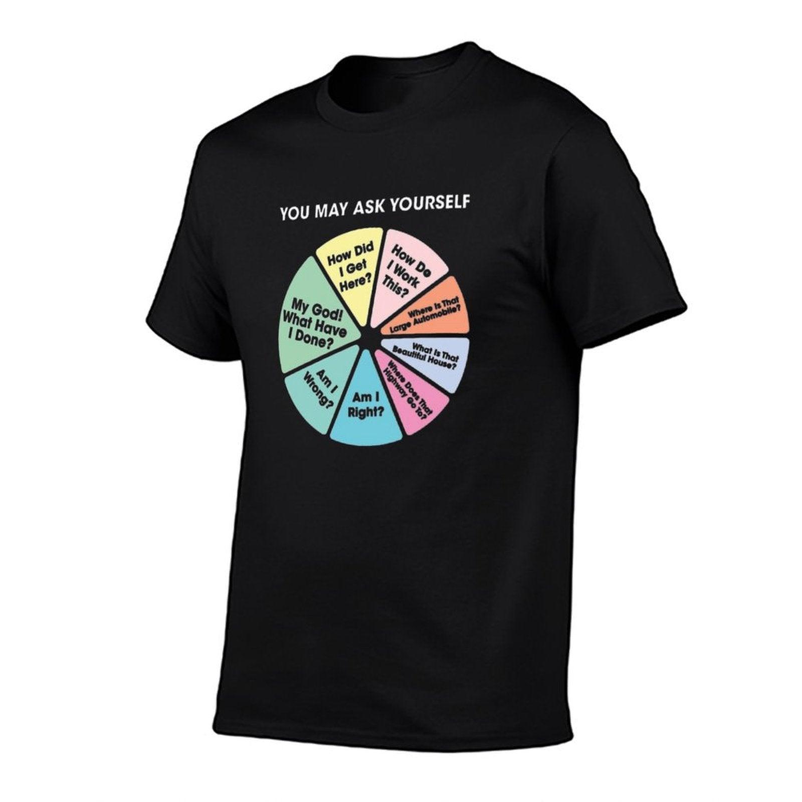 80's Music Retro Lyrics - You May Ask Yourself Pie Chart  Wrinkle-resistant T-Shirt