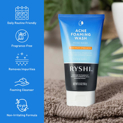 Clear & Glow Skincare Gift Set: Acne Foaming Wash, Revitalizing Facial Wash, and Makeup Remover Cleansing Towelettes