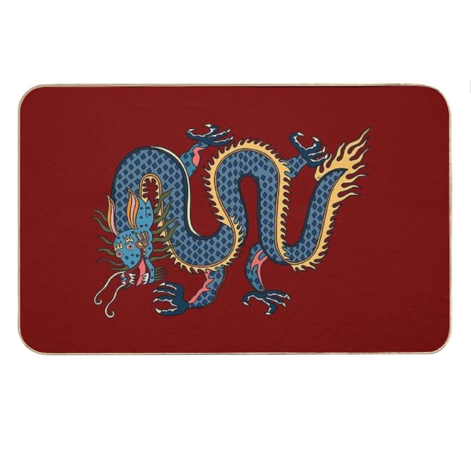 TIBETAN DRAGON RUG-red Bath Mat