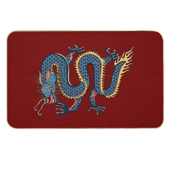 TIBETAN DRAGON RUG-red Bath Mat