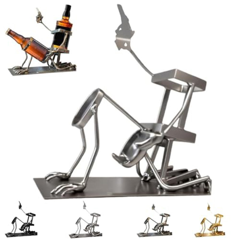 Skull 2-in-1 Bottle Stand: Holds Coke & Wine, Metal Skeleton Holder – Fun Bar Decor V.I.P Digital Presence