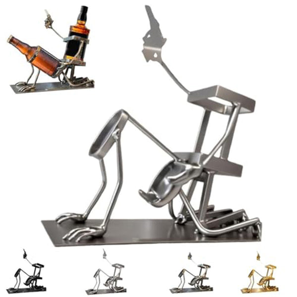 Skull 2-in-1 Bottle Stand: Holds Coke & Wine, Metal Skeleton Holder – Fun Bar Decor V.I.P Digital Presence