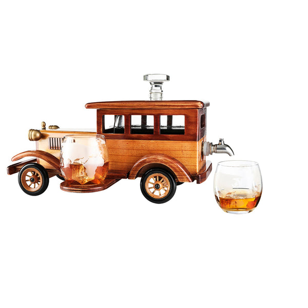 Old Fashioned Car Whiskey Decanter Set, Very Large 15