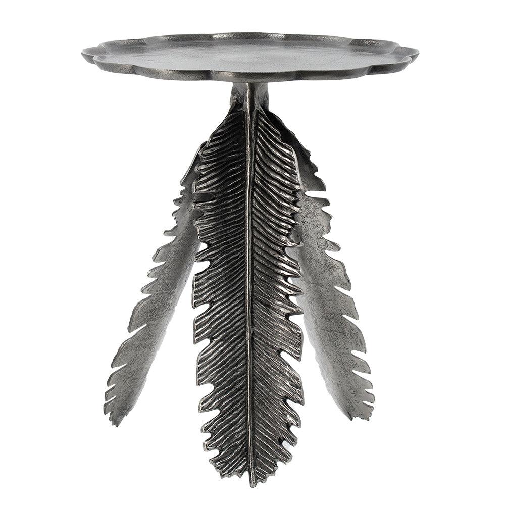 Silver Leaf Antique Aluminum Accent End Table