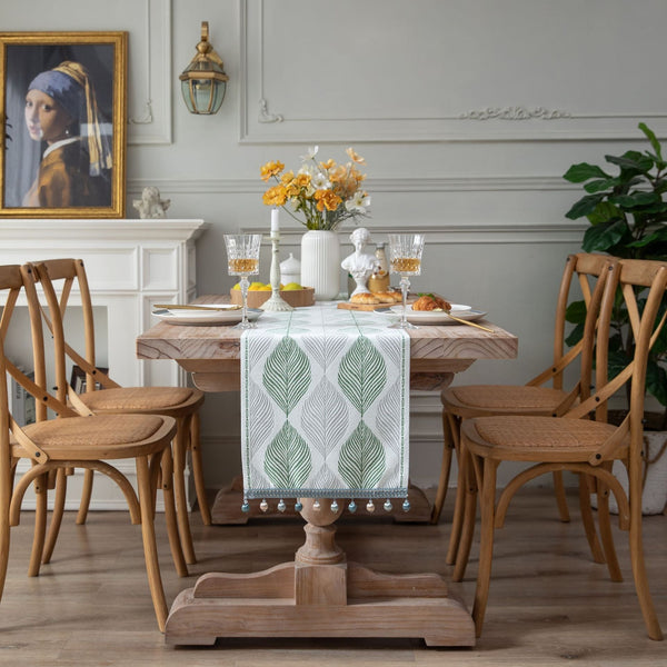 Jacquard table flag small fish green contrasting color dining table fabric holiday coffee table bed flag TV cabinet