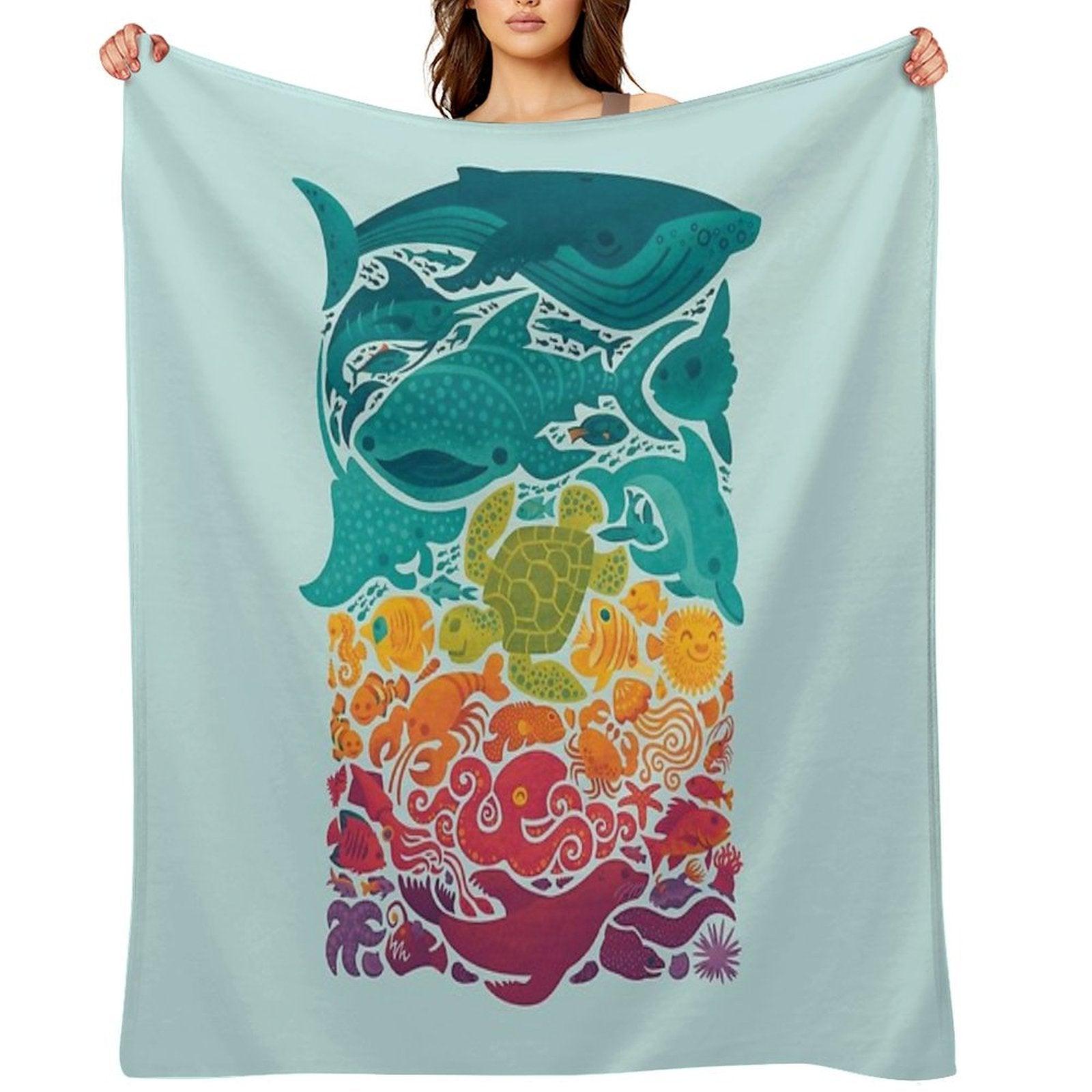 Aquatic Spectrum  Light Blue Throw Blanket