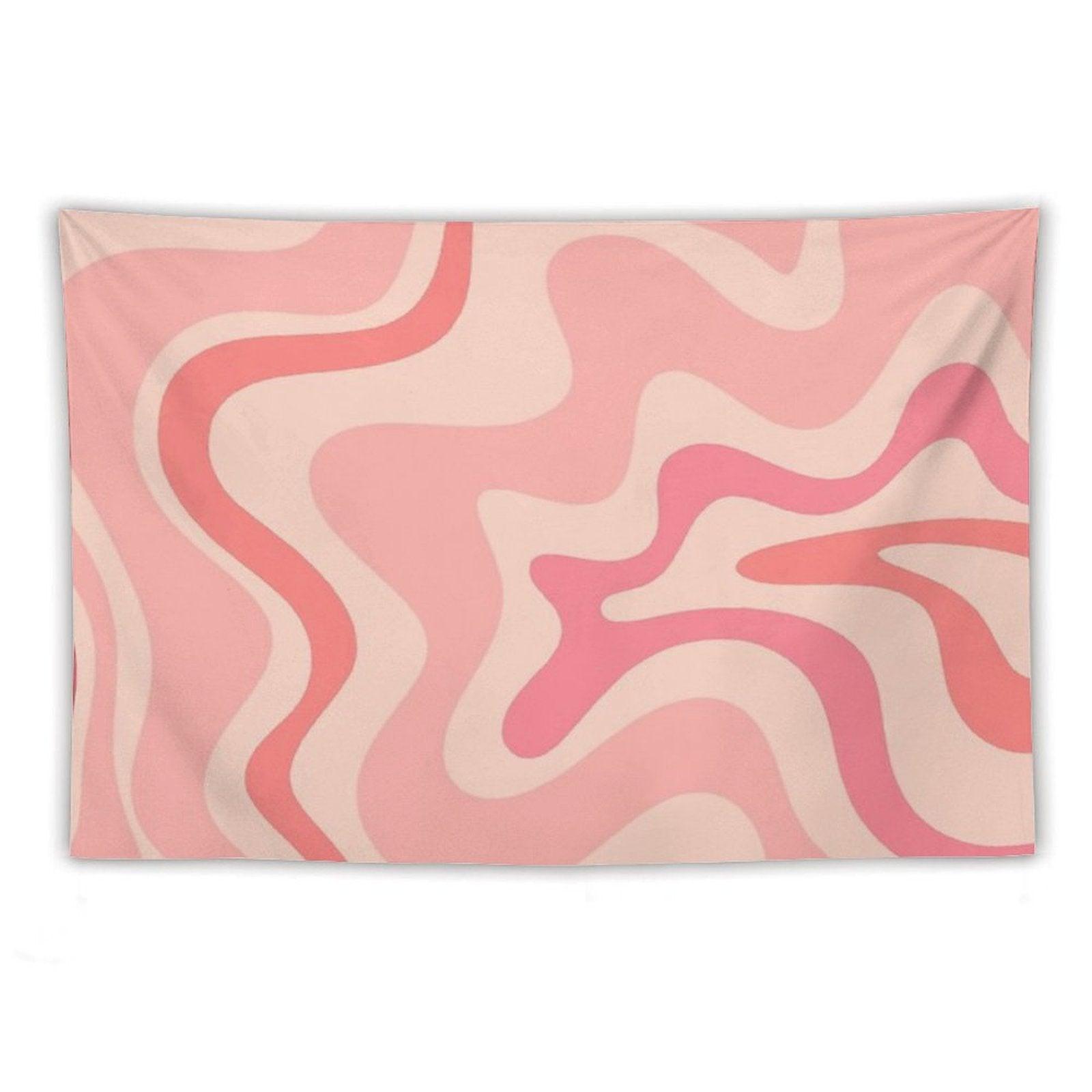 Liquid Swirl Retro Contemporary Abstract in Soft Blush Pink Tapestry