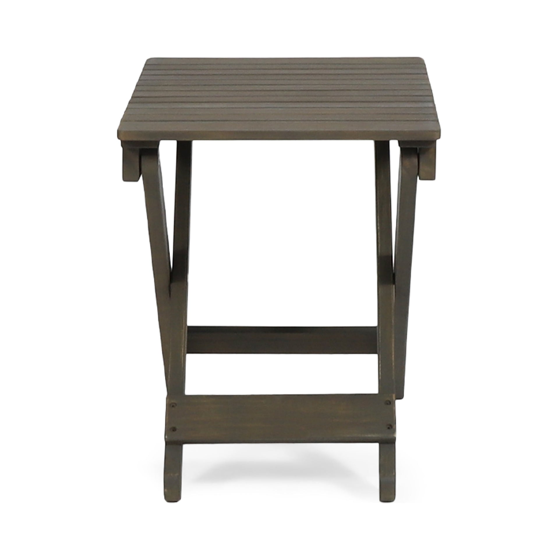 Outdoor Folding Wooden Side Table, Gray, 15