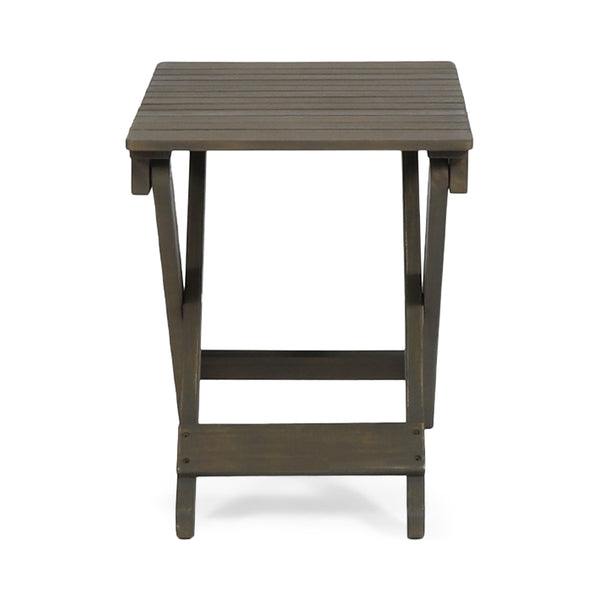 Outdoor Folding Wooden Side Table, Gray, 15