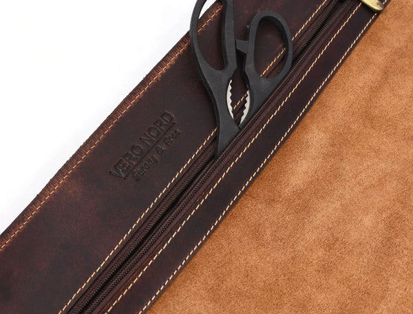 Bend Leather Chef Knife Roll 10 Slot - Walnut Brown - Gifts for You 'n Me