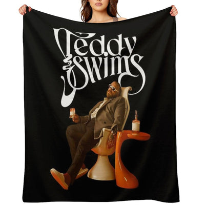 Vintage Pop Art Teddy Swims Multi-functional Throw Blanket