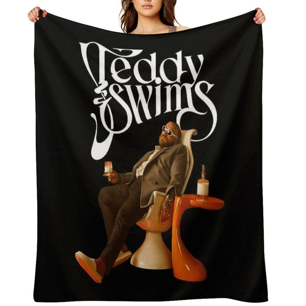 Vintage Pop Art Teddy Swims Multi-functional Throw Blanket