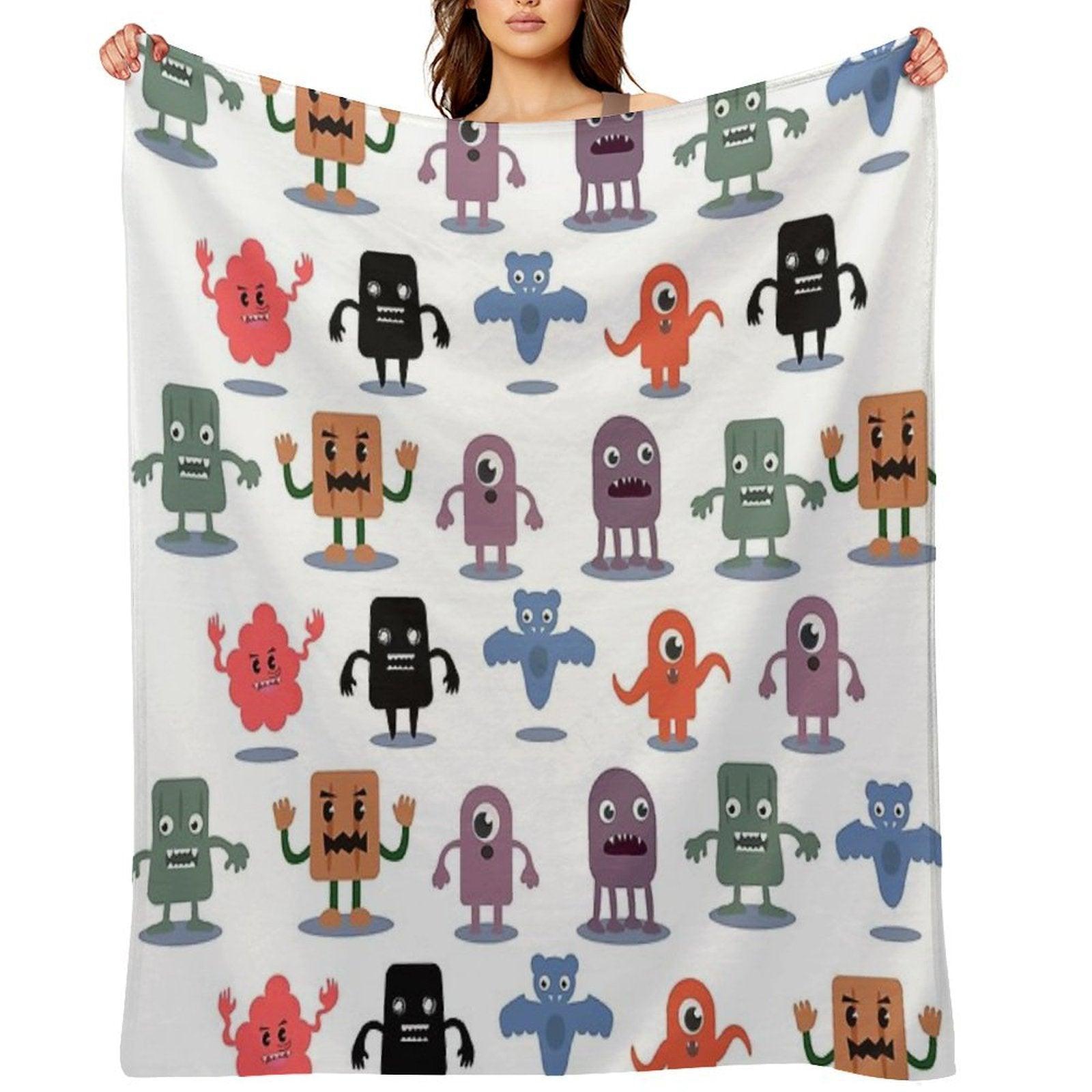 Monster Collection Pattern Throw Blanket