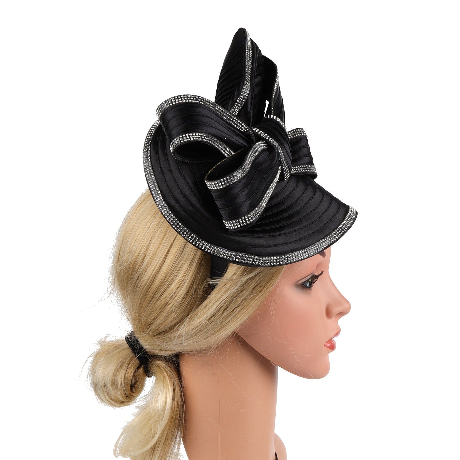 Hemp top hat black white diamond headband