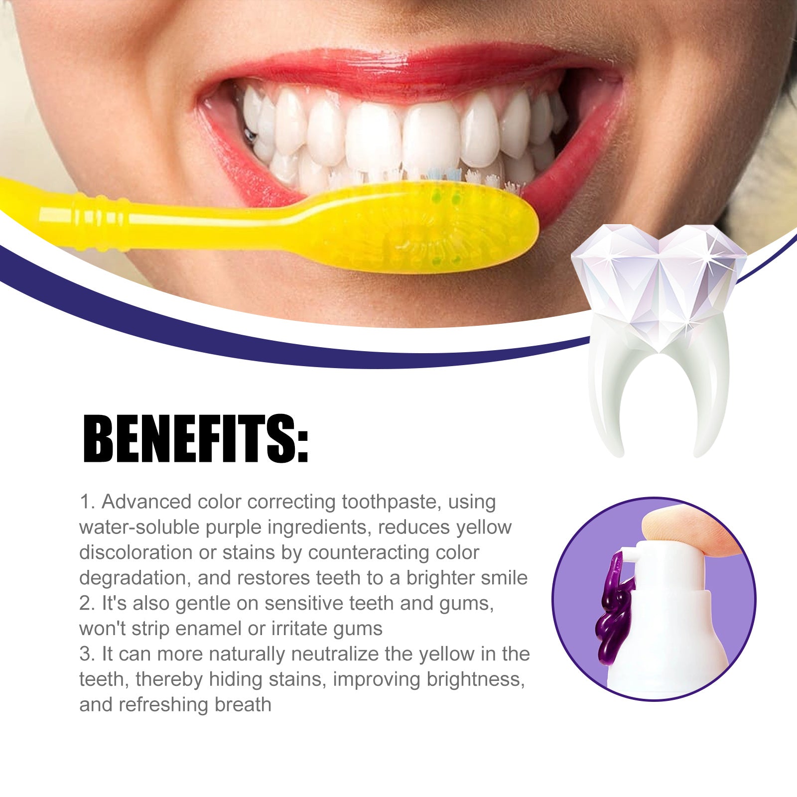 V34 Purple Toothpaste, Cleaning Bad Breath Teeth Stains Beauty Whitening Tooth Care Toothpaste