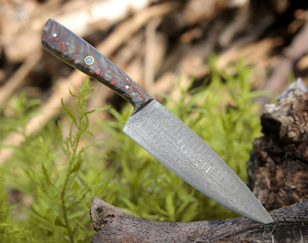 HyperEdge Damascus Chef Knife with Pine Cone Handle & Sheath - Gifts for You 'n Me