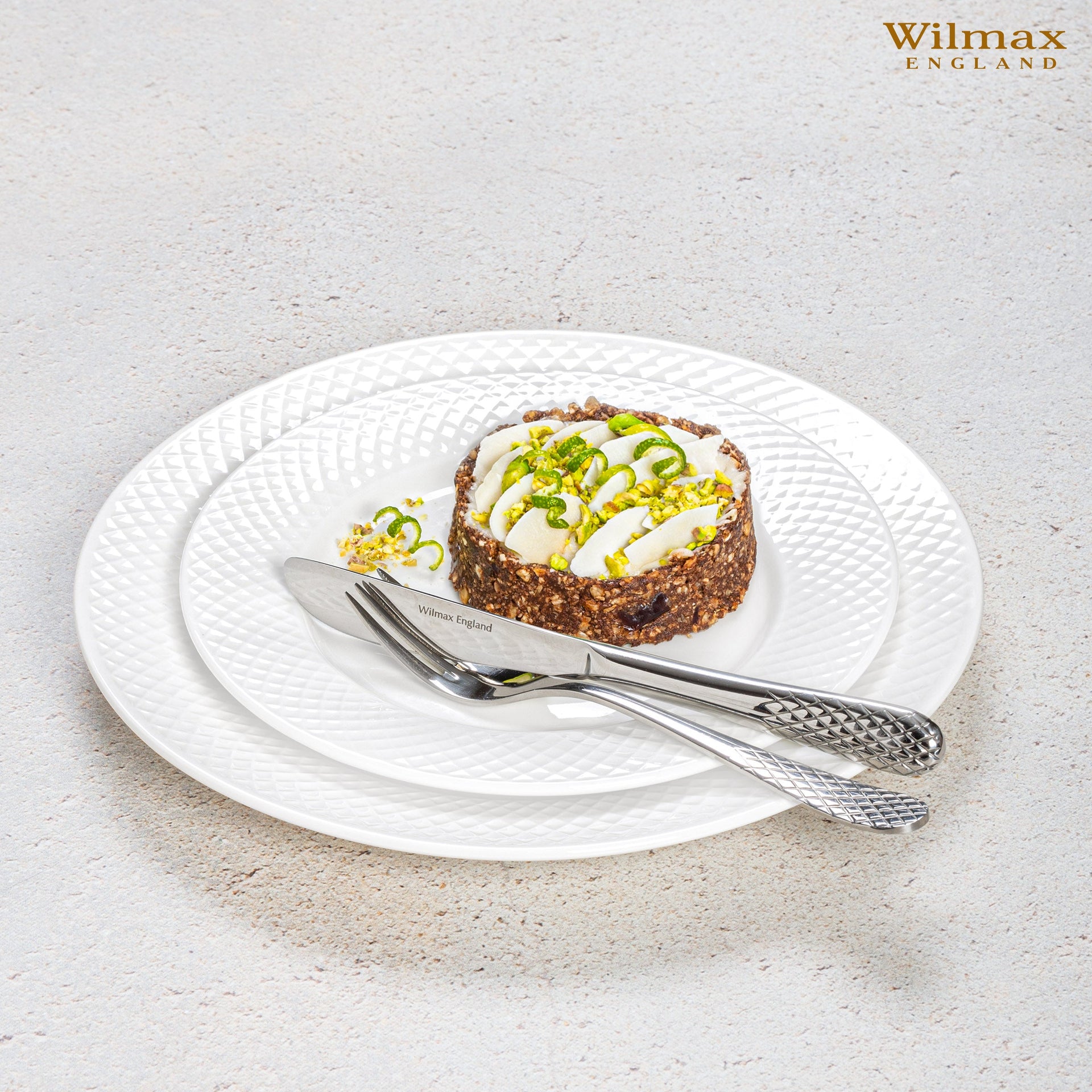 White Dinner Plate With Embossed Wide Rim 10