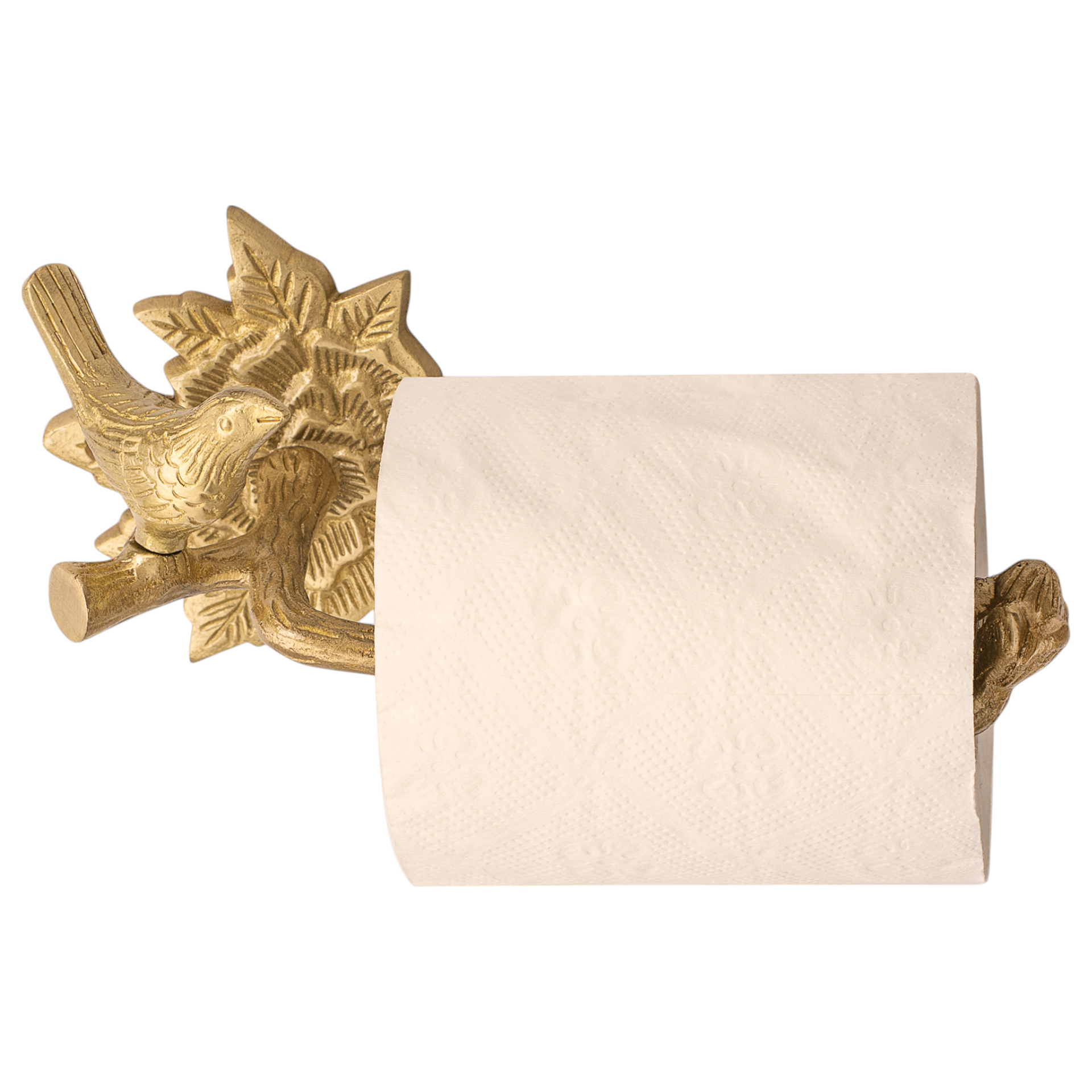 Brass Bird Roll Holder - Brushed/Satin Finish