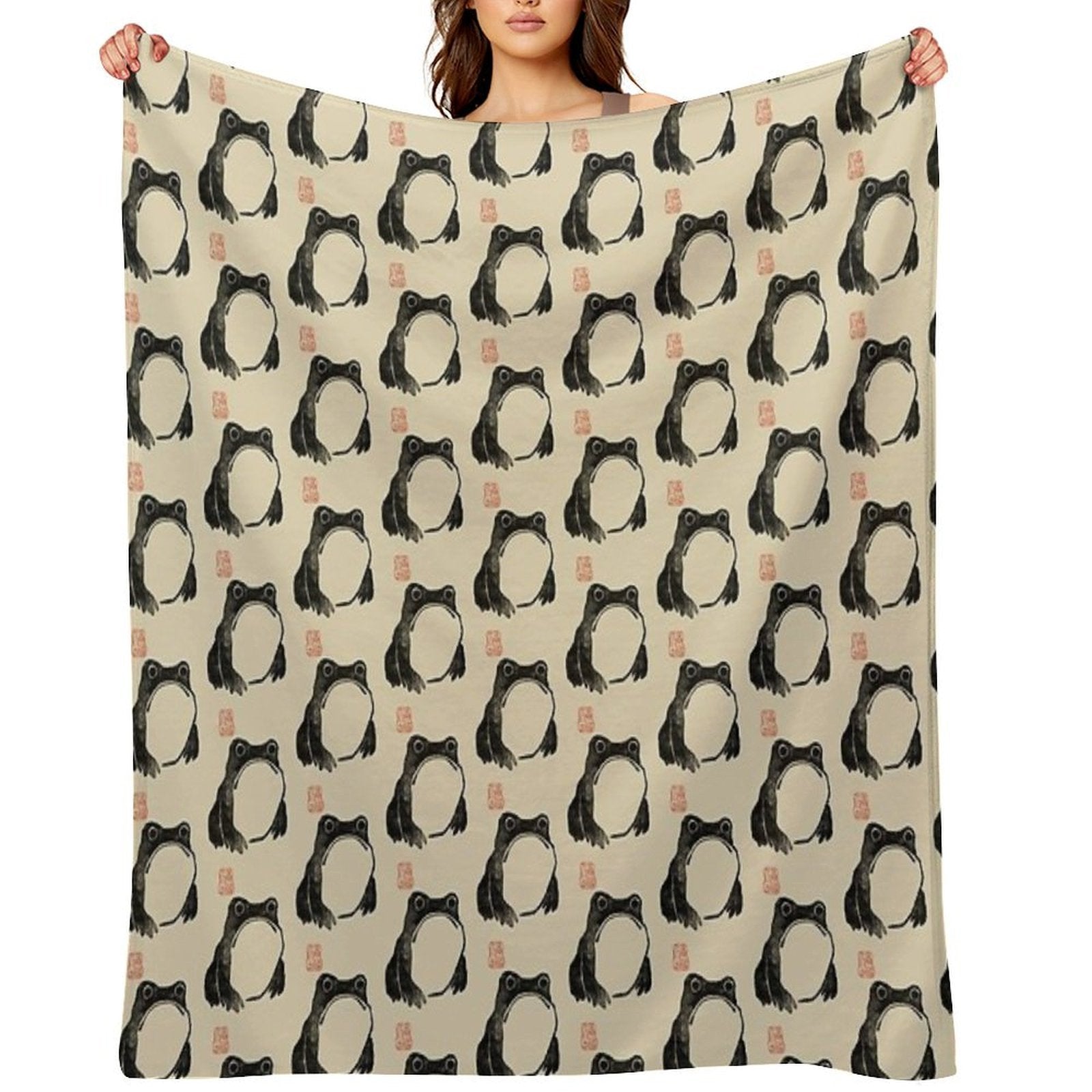 Grumpy Frog Japanese Lightweight Throw Blanket