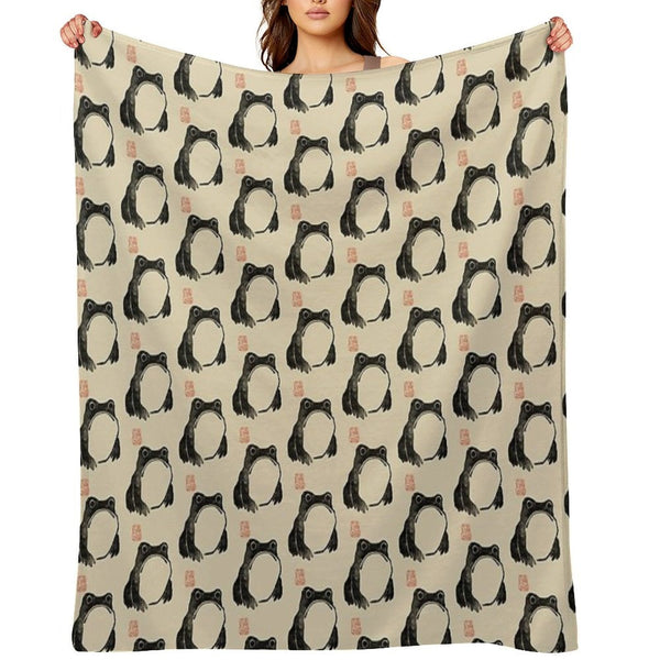 Grumpy Frog Japanese Lightweight Throw Blanket