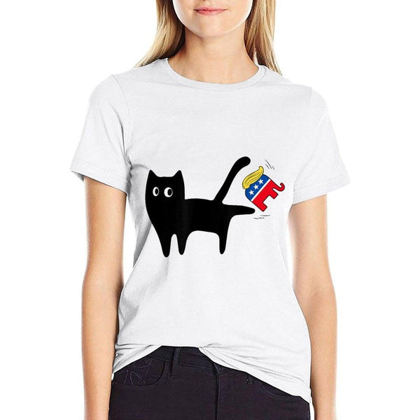 Black Cat Vs Elephant Anti Trump Funny 4th of July Men Women  Breathable T-Shirt