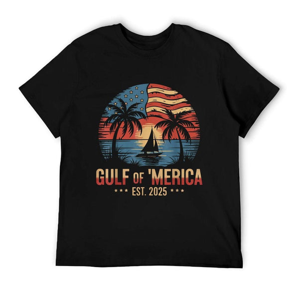 Gulf of 'Merica Vintage USA Flag Retro Coastal Sunset T-Shirt