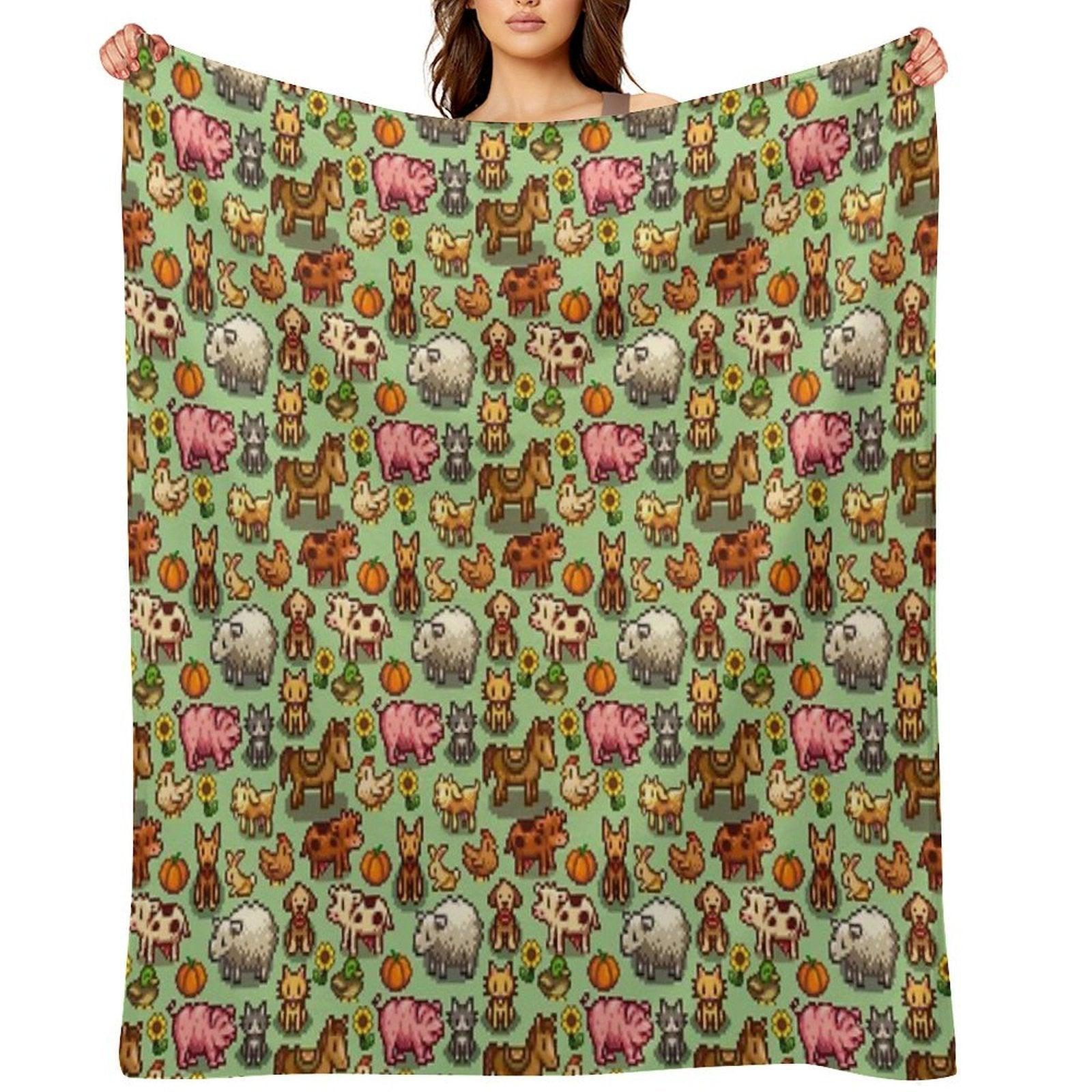 Stardew Valley Farm Animals Throw Blanket