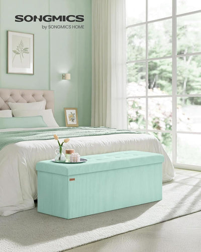 Moon light Green Foldable Storage Ottoman Bench Room