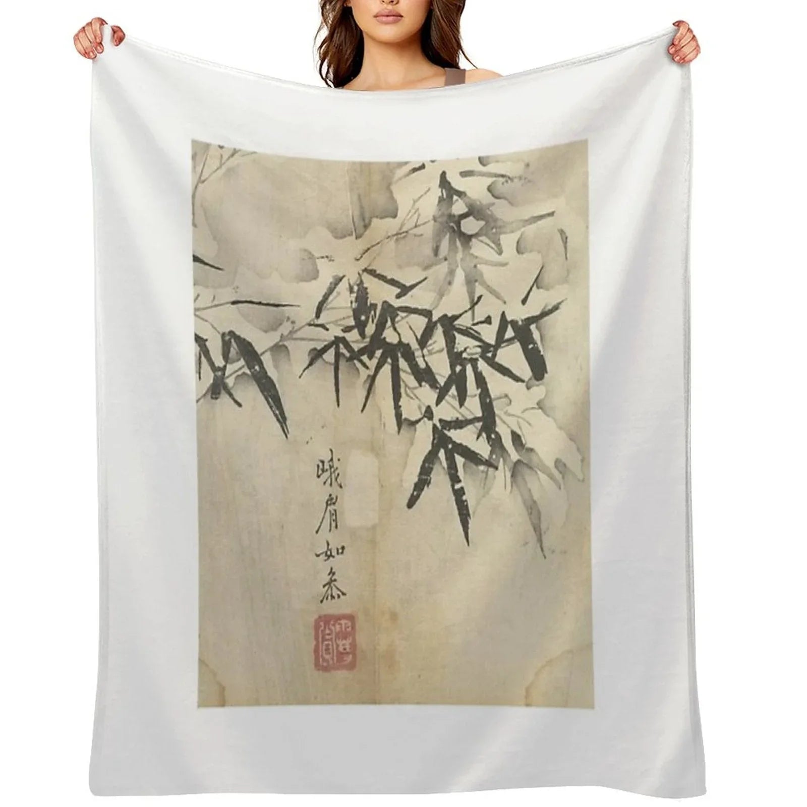 Bamboo in Snow Throw Blanket