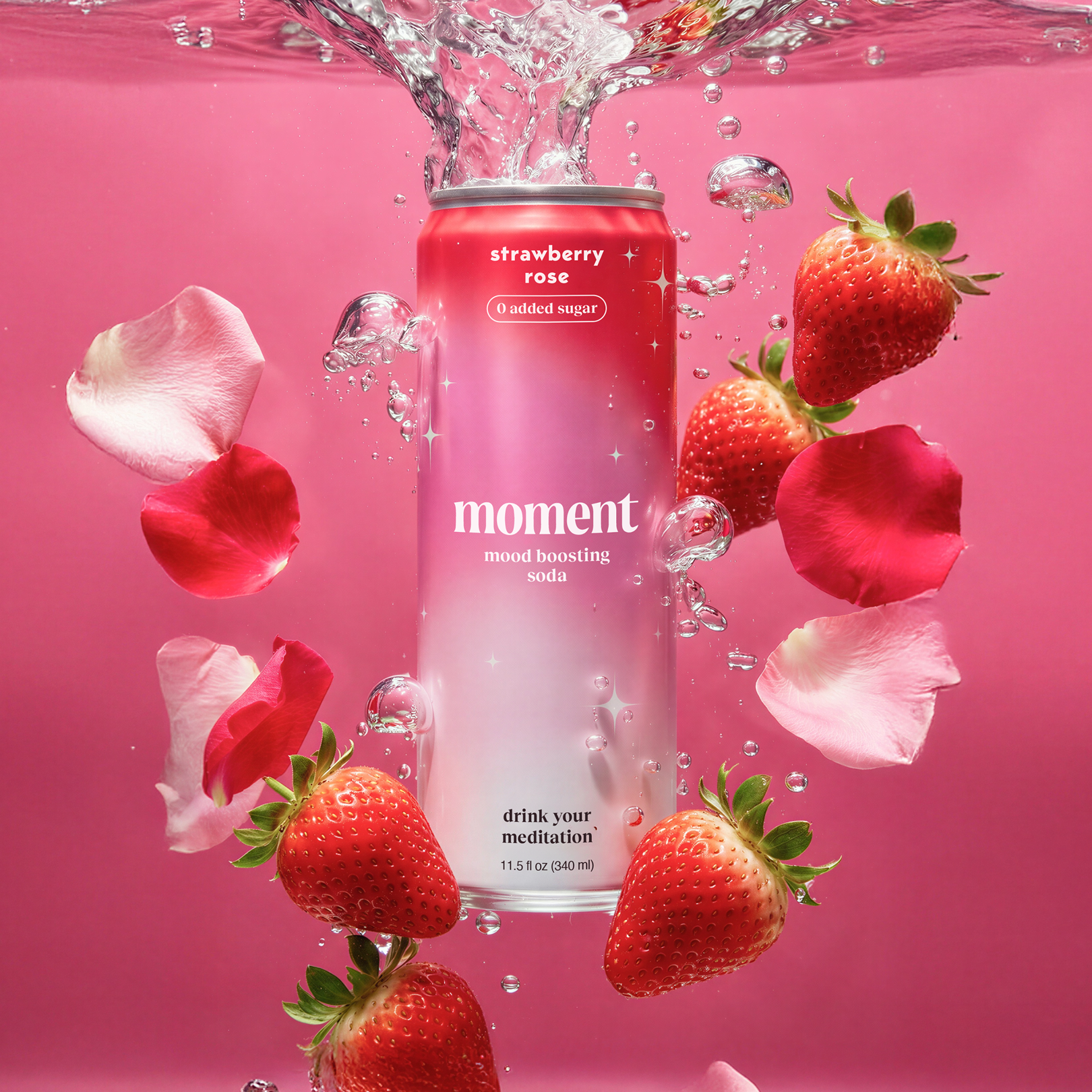 strawberry rose (botanical soda | 12 pack)