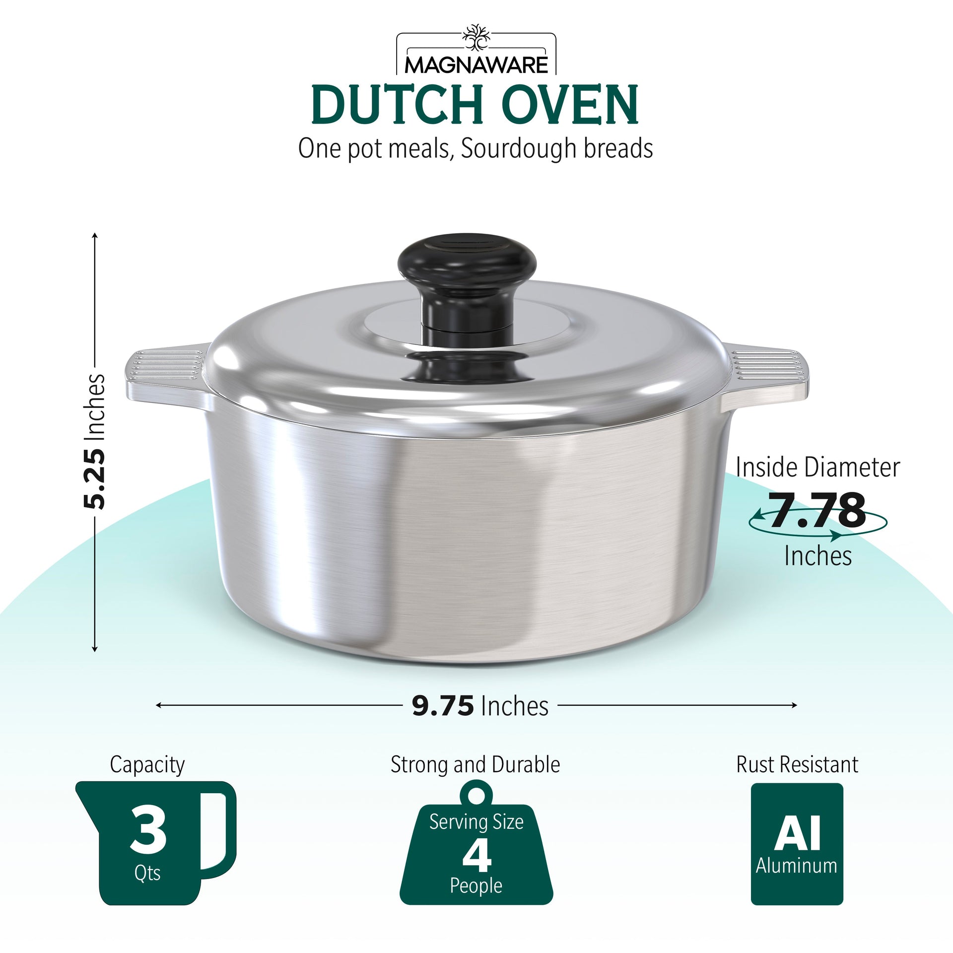 3 Quarts Round Dutch Oven with Lid