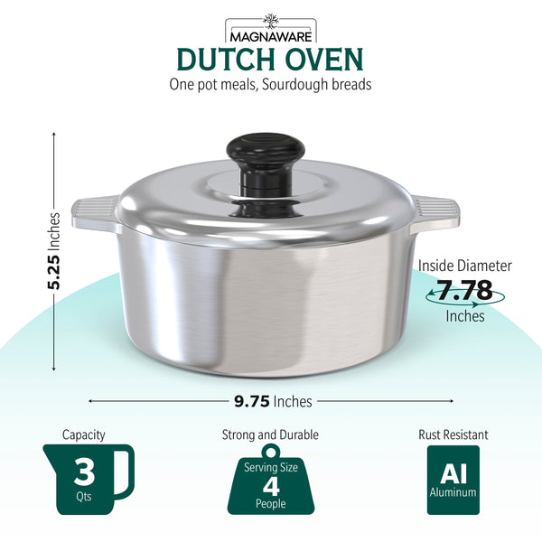 3 Quarts Round Dutch Oven with Lid