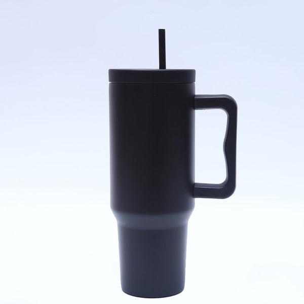 40 oz. Stainless Steel Modern Tumbler with Handle & Straw - Black