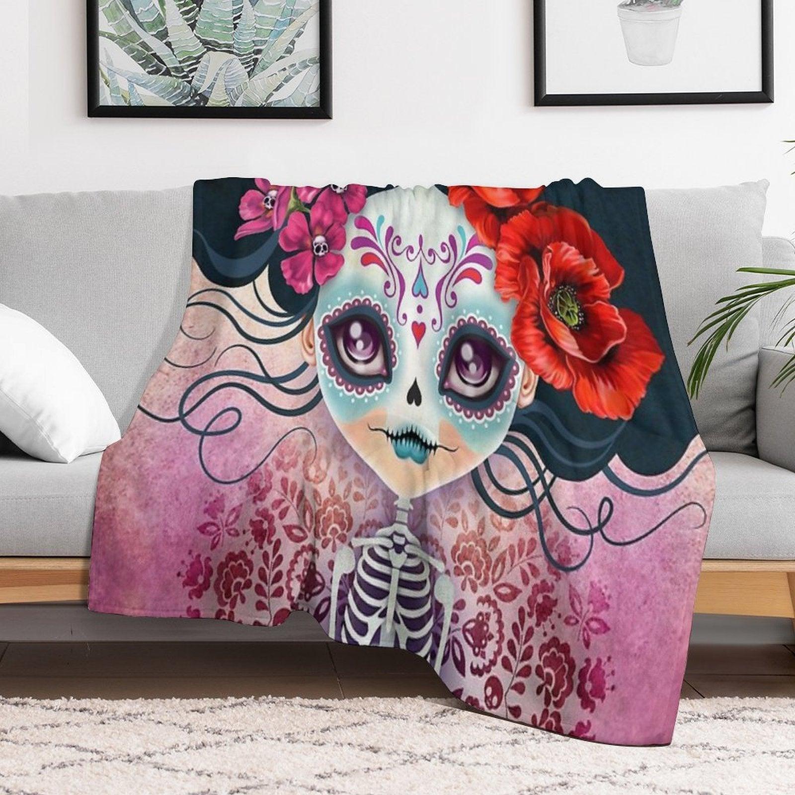 Amelia Calavera - Sugar Skull Throw Blanket