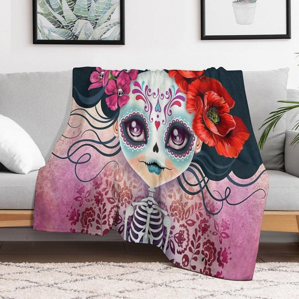 Amelia Calavera - Sugar Skull Throw Blanket