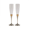 Hammered Gold Band Champagne Flutes Set