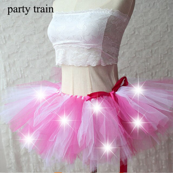 Arrival Women Tulle Tutu Skirt Sexy Mini Fancy Adult Petticoat Fluffy Yarn Ballet Dance Halloween Led Light Up