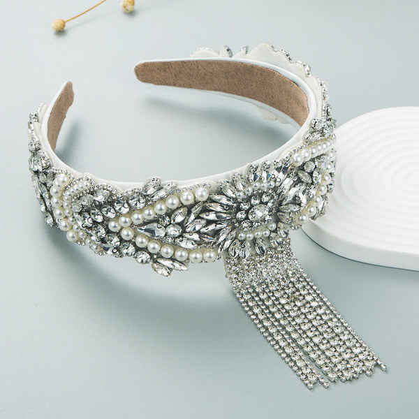 Hair Hoop Fashion French Palace Style Pearl Tassel Bangs Hair Cave High Quality Temperament All-Match Hair Hoop Hair Accessories
