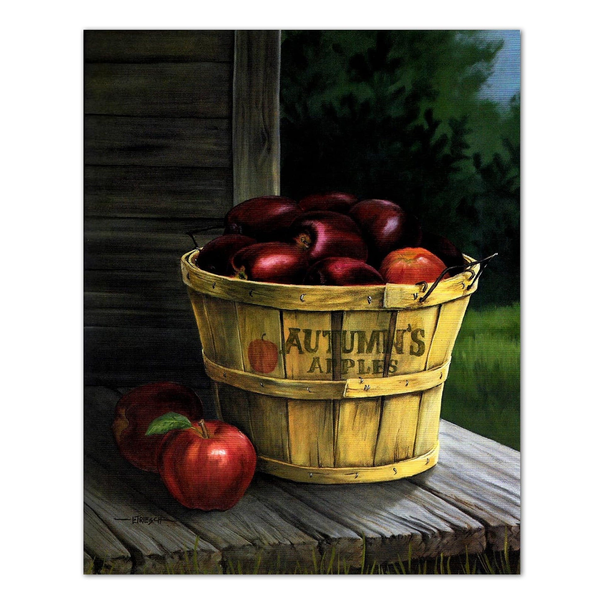 Autumn Apples Art Print – 8x10 High Quality Lithograph, Cabin Porch Wall Decor