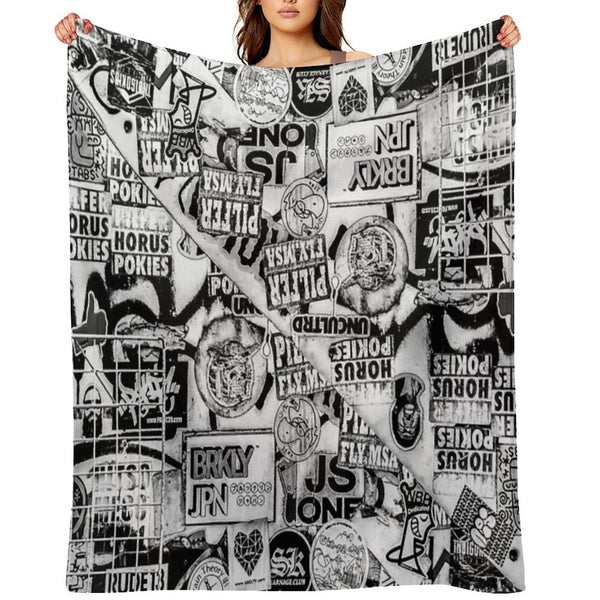 Black And White Urban Collage Print Shrink-resistant Throw Blanket