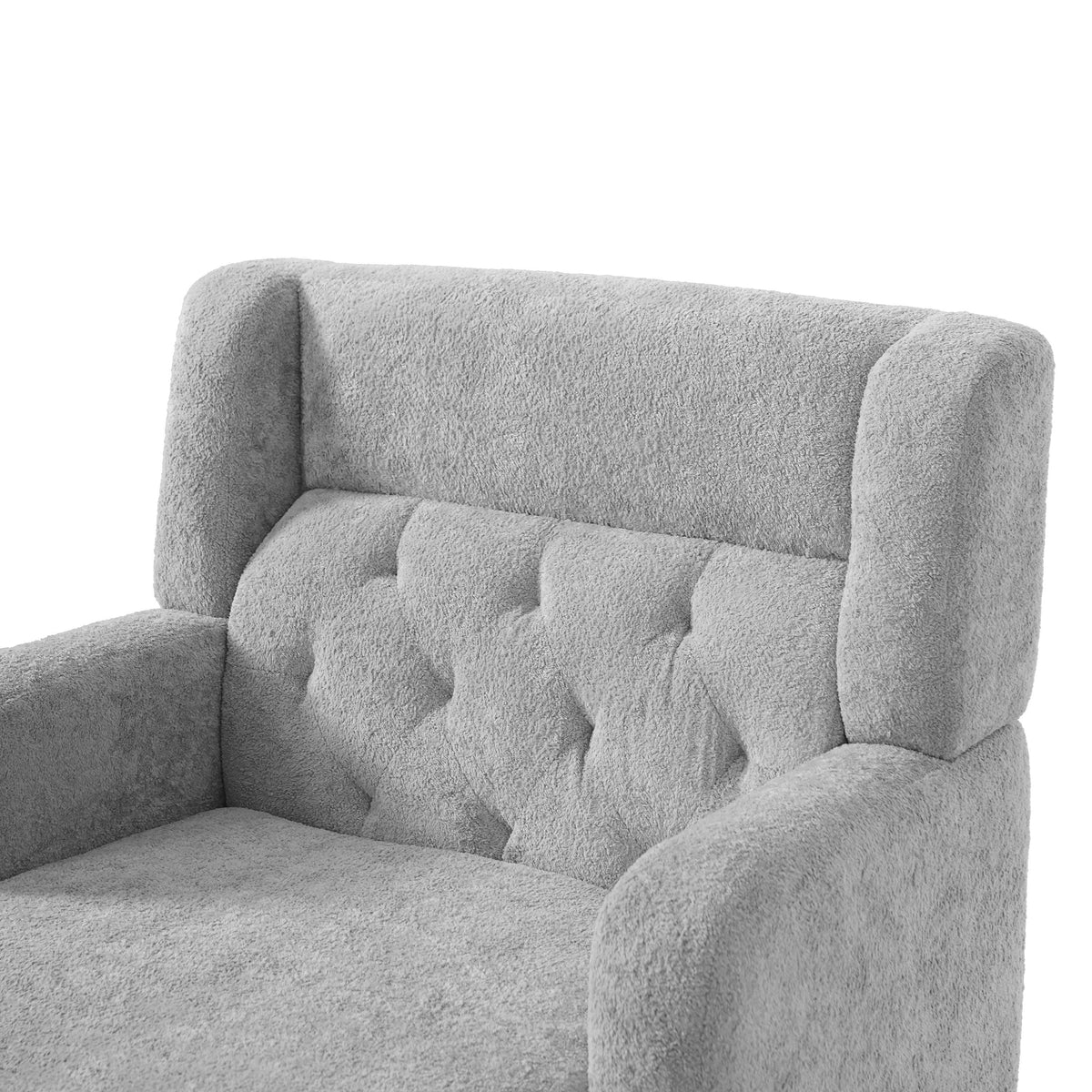 Modern Light Grey Tufted Accent Chair with Plush Upholstery & Wood Legs