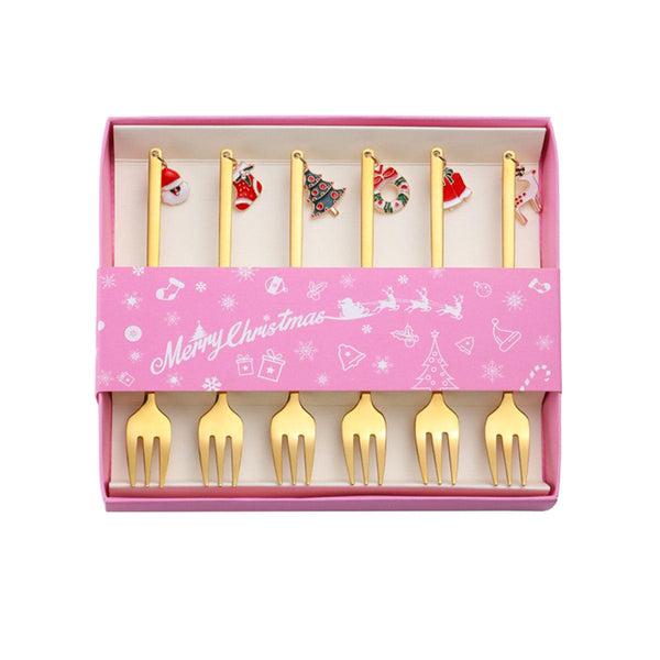 Christmas gift tableware stainless steel coffee spoon dessert spoon fork set
