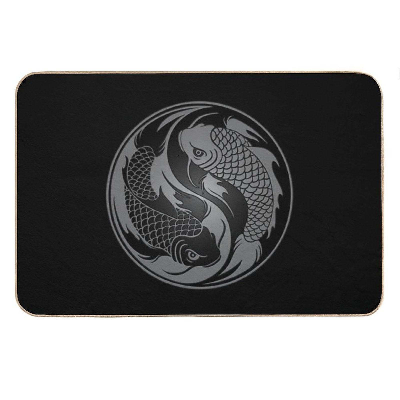 Gray And Black Yin Yang Koi Fish Bath Mat